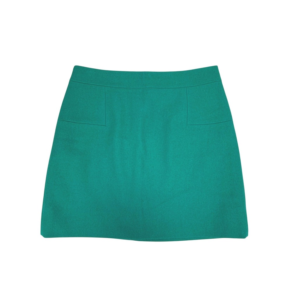 J.Crew Wool Blend Mini Skirt Size 4 Emerald Green Lined 14275 A-Line Workwear